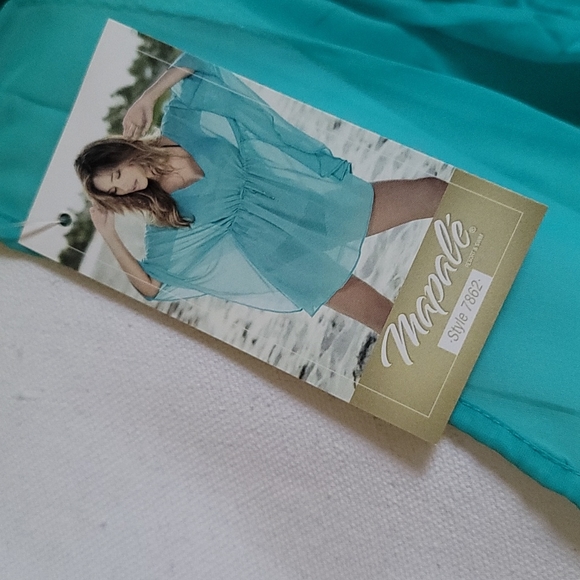 Turquoise Blue Sheer Swimsuit Coverup - Picture 4 of 6